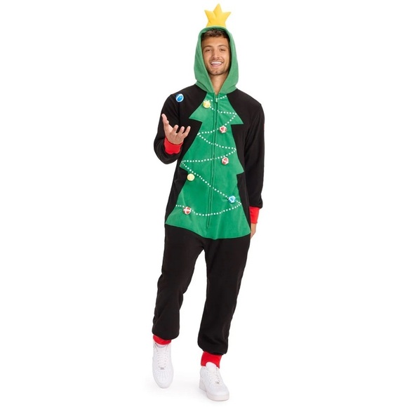Tipsy Elves CHRISTMAS TREE BALL VELCRO TOSS GAME JUMPSUIT/ONESIE | NEW/NWOT🎄🎄 - Picture 1 of 16